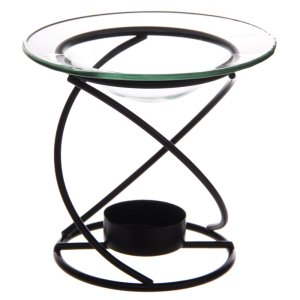 Classic Black Metal Wire Burner with glass dish